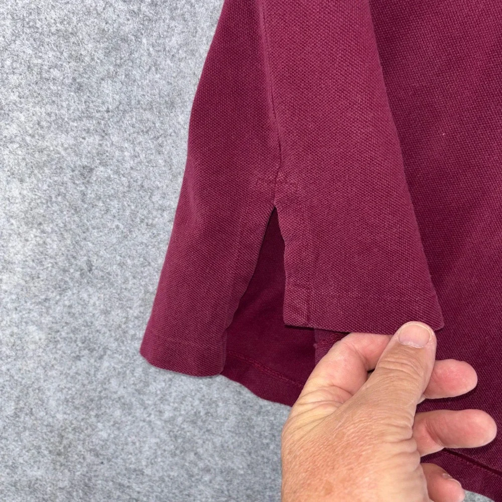 Ralph Lauren Mens XXL Long Sleeve Polo Shirt Burgundy Maroon Cotton Pique Y2K